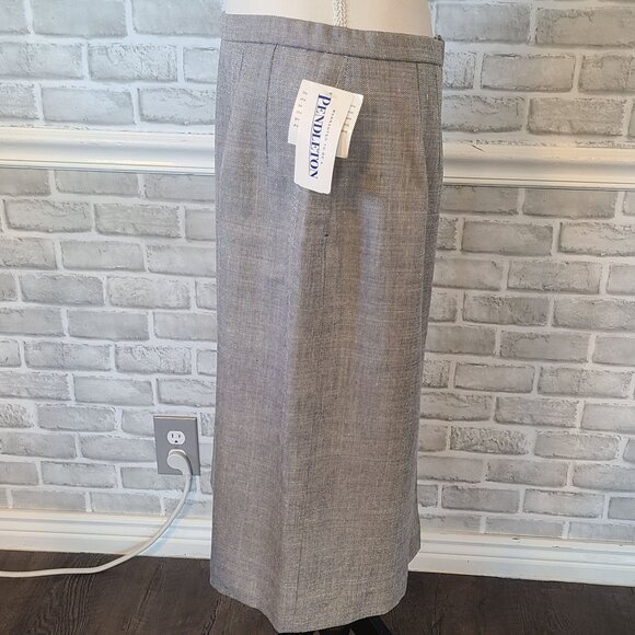 Vintage Pendleton Gray Wool Silk Blend Pencil Skirt NOS USA Acadamia Gilmore 14 - Picture 2 of 7